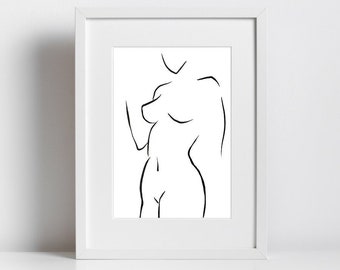 Kunstdruck Minimal Weiblicher Körper Line Art