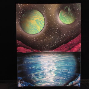 Planet and Water Spray Painting - Glow in The Dark