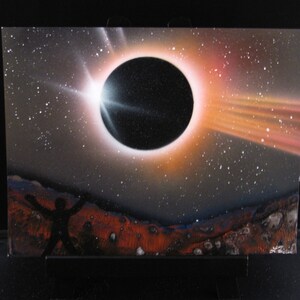 Eclipse Inspired Spray Painting With little Man- Black Light Reactive