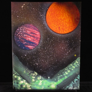 Space Scene Spray Painting - Glow in the Dark