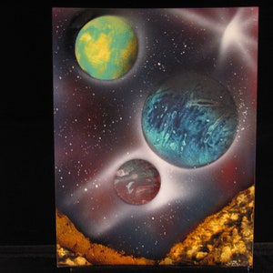Planets crashing Spray Painting Scene