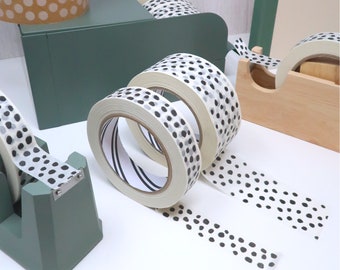 24 & 48mm Dalmatian Design - Plastic Free Self Adhesive Paper Tapes - Spotted Pattern - Eco Friendly Kraft Paper Tape and Packaging Tape