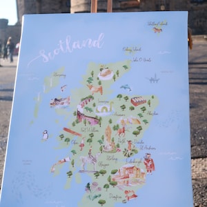 Scotland Map A4 Print, Push Pin Map, Illustrated Map of Scotland with Landmarks, Scottish Wedding Gift, Travel Gift, North Coast 500 image 2