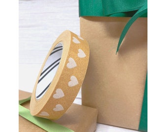 Heart Design Kraft Paper Tape – Eco-Friendly Packaging (24mm x 50m)