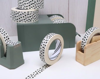 24mm Dalmatian Design - Plastic Free Self Adhesive Paper Tape - Spotted Pattern - Eco Friendly Kraft Paper Tape and Packaging Tape