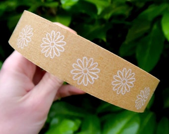 Flower Design Plastic Free Self Adhesive Paper Tape 24mm x 50m - Eco Friendly Kraft Paper Tape and Packaging Tape