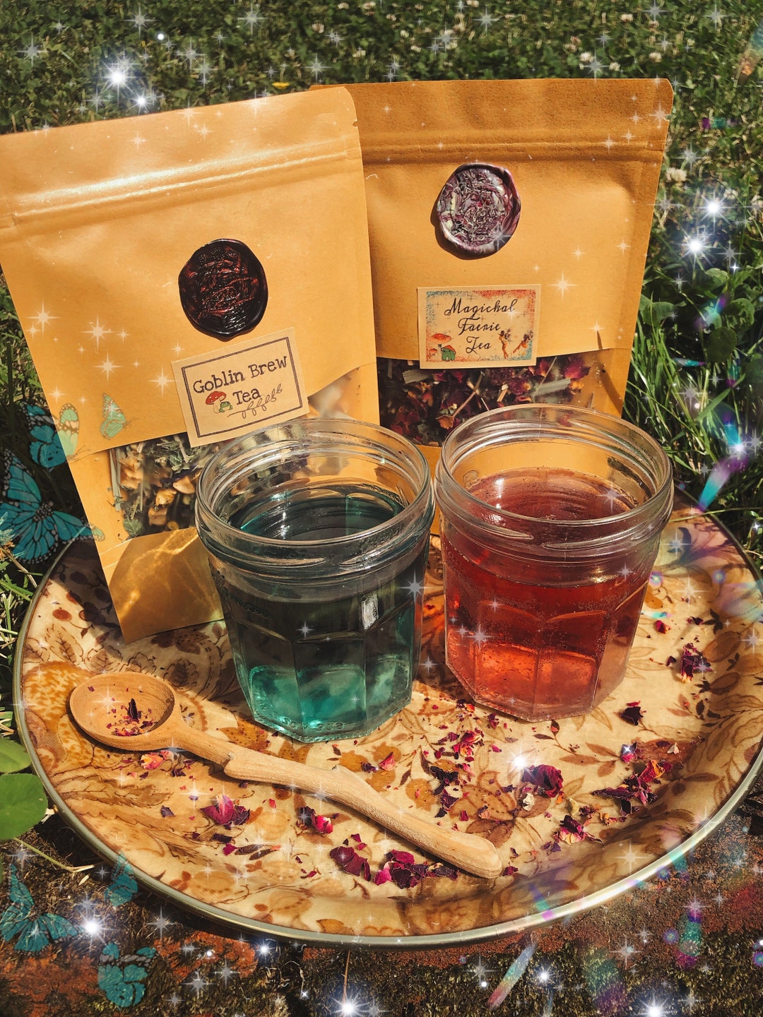 MAGICKAL Faerie Tea / Goblin Brew Tea // Rose, Butterfly Pea, Lemonbalm ...