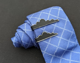 Cloud Tie Bar, 3D Printed Cloud Tie Bar, Silver Lined Cloud Tie Clip, Personalized Gift, 3D printed unique tie bar