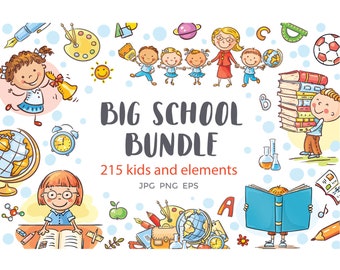 Clipart for teachers. Back to school bundle. Cartoon school kids clipart, education illustration, teacher teaching clipart