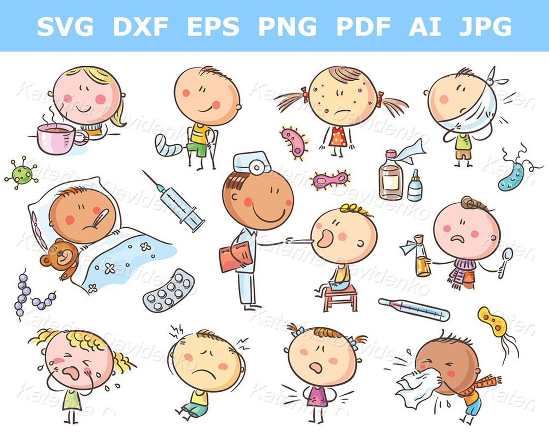 Healthcare Clipart Set. Children and Doctor Clip Art. Cartoon Kids Svg Healthcare Clipart Set. Children and Doctor Clip Art. Cartoon Kids Svg