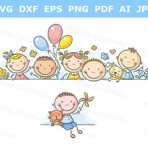 Imágenes prediseñadas de niños felices de dibujos animados, borde infantil, imágenes prediseñadas de niños de jardín de infantes png y png
