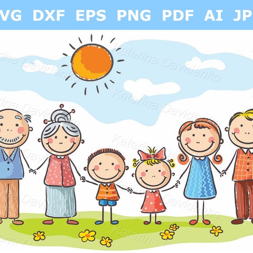 Happy Doodle Cartoon Family Clipart Parents With Two - Etsy Happy Doodle Cartoon Family Clipart Parents With Two - Etsy