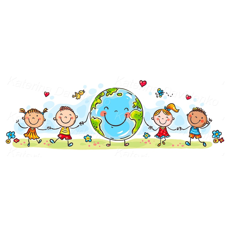 Kids Holding Hands With the Globe as a Symbol of Peace. Earth Holding ...