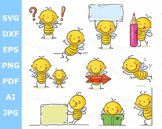 A Little Bee Cartoon Character in Different Poses With Signs - Etsy Singapore A Little Bee Cartoon Character in Different Poses With Signs - Etsy Singapore