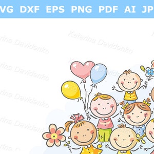 Fröhliche Comic-Kinderecke. Kinder Clipart, Kinder Geburtstagspostkarte, Kinder Rahmen, Kinder Geburtstags Bilderrahmen