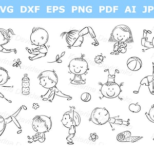 Yoga Clipart-Set. Doodle Cartoon Clip Art. Digital Download Vektorgrafik
