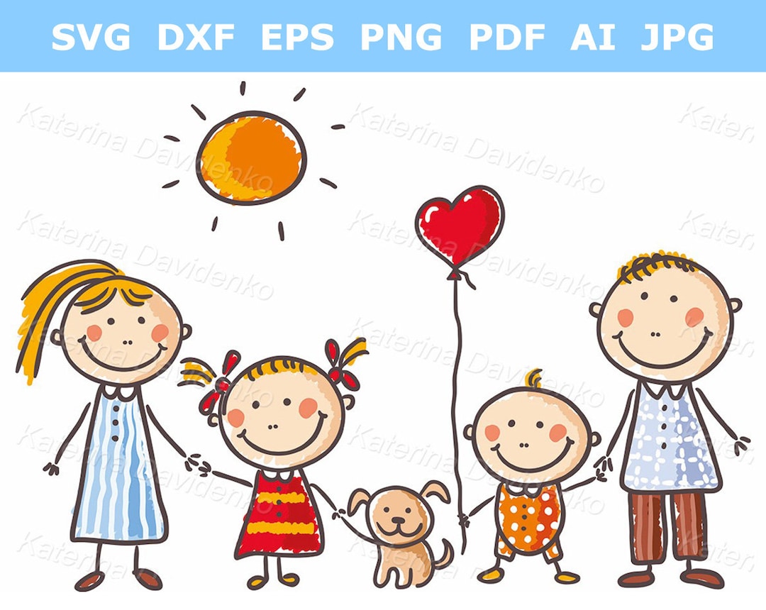 Cartoon Family Clipart Happy Family With Two Children and a - Etsy Cartoon Family Clipart Happy Family With Two Children and a - Etsy