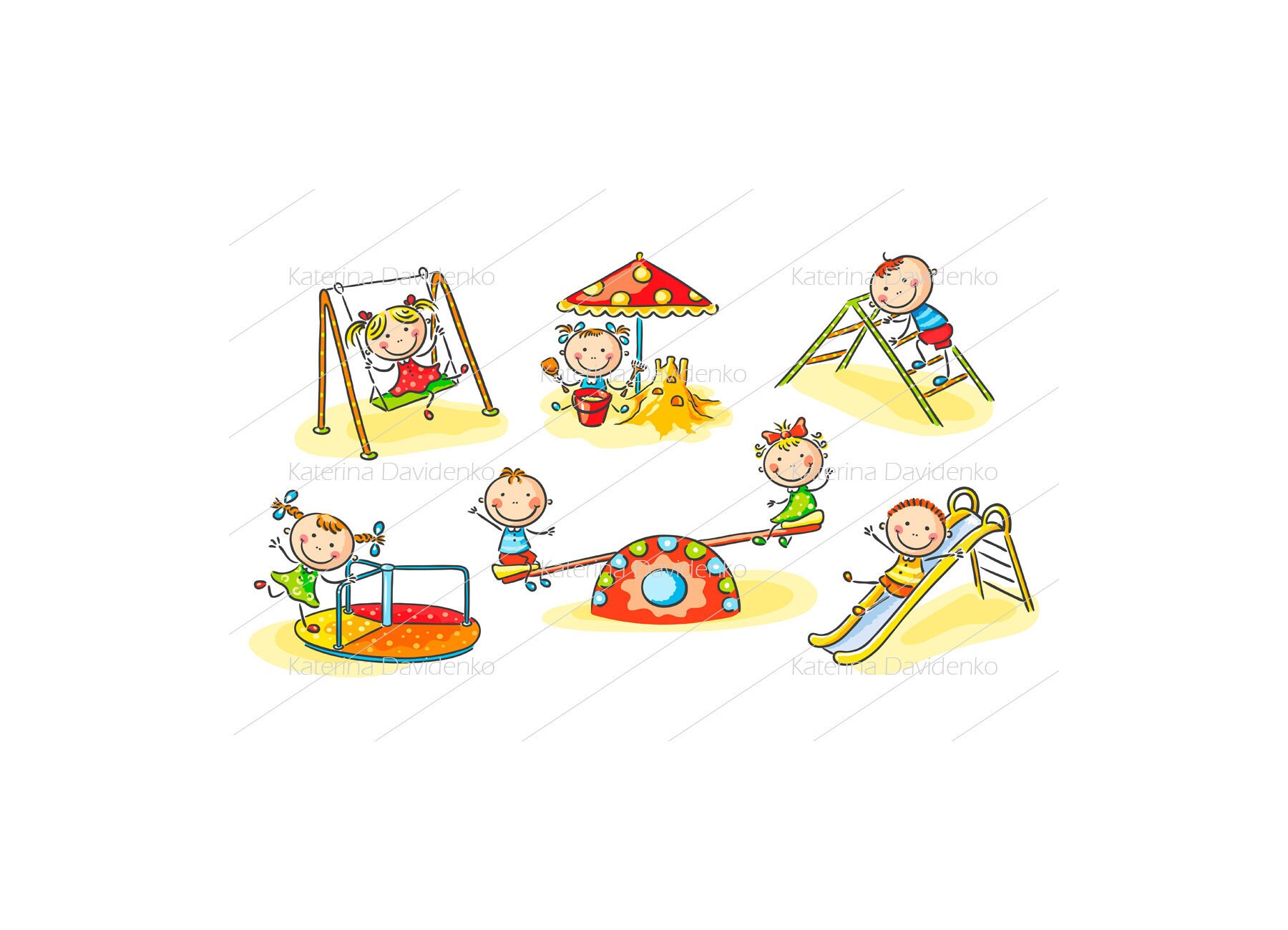 Set von Kindern beim Spielen im Freien Kinder Clipart Etsy