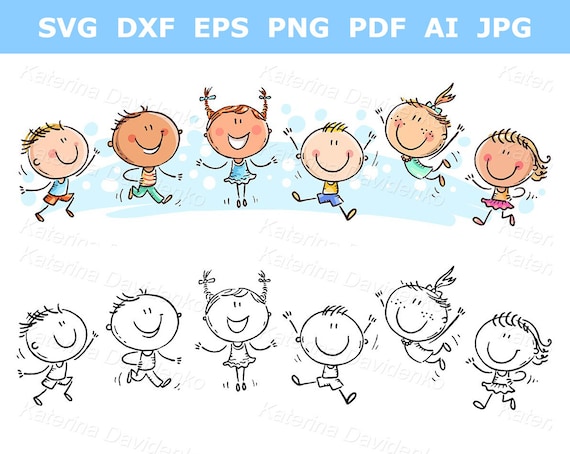 Happy preschool kid jumping on trampoline Vector Image