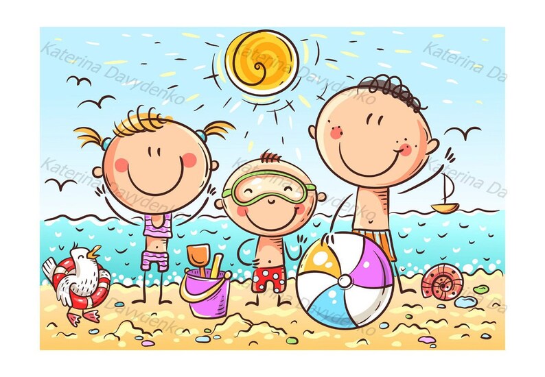 Download Kids Activities Happy Kids At The Seaside Family Clipart Etsy