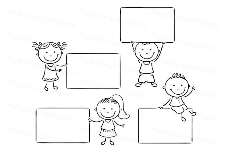 Blanko Schilder Clipart Doodle Kids Mit Leeren Schildern Fr hliche blanko-schilder-clipart-doodle-kids-mit-leeren-schildern-fr-hliche