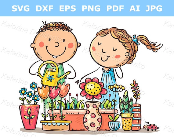 Buy Cartoon Young Couple People Watering Flowers Love Plant Online in India - Etsy Buy Cartoon Young Couple People Watering Flowers Love Plant Online in India - Etsy