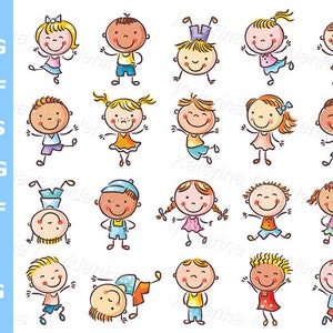 Cartoon happy kids illustration clipart - image files commercial use