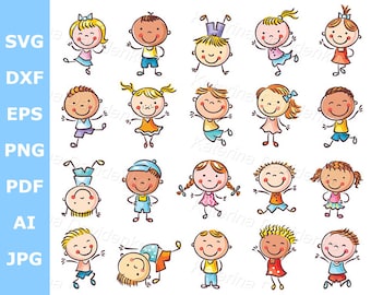 Cartoon happy kids illustration clipart - image files commercial use