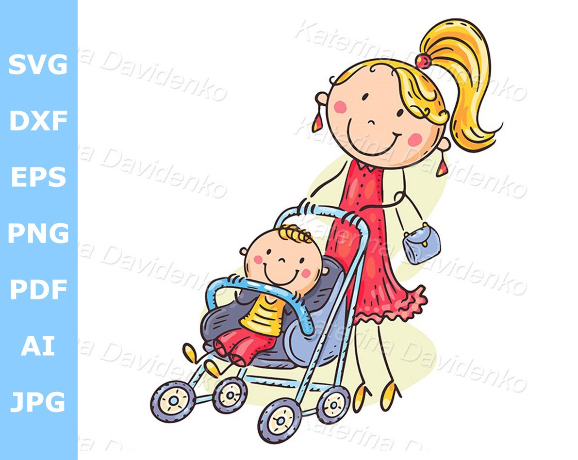 Mother With Child Image Family Clip Art Cartoon Doodle Mom - Etsy Norway