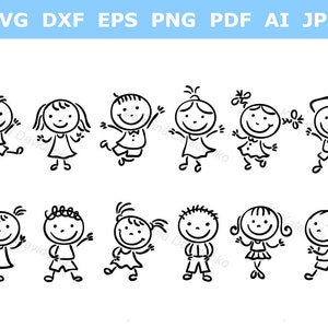 Strichmännchen-Svg-Datei, Stick Kinder, Stick Boy Clipart, Stick Girl Png, Stick People, Kinder Clipart