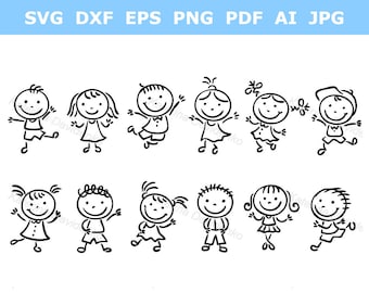 Stick Figures svg file, Stick Children, Stick Boy Clipart, Stick Girl Png, Stick People, Children clipart