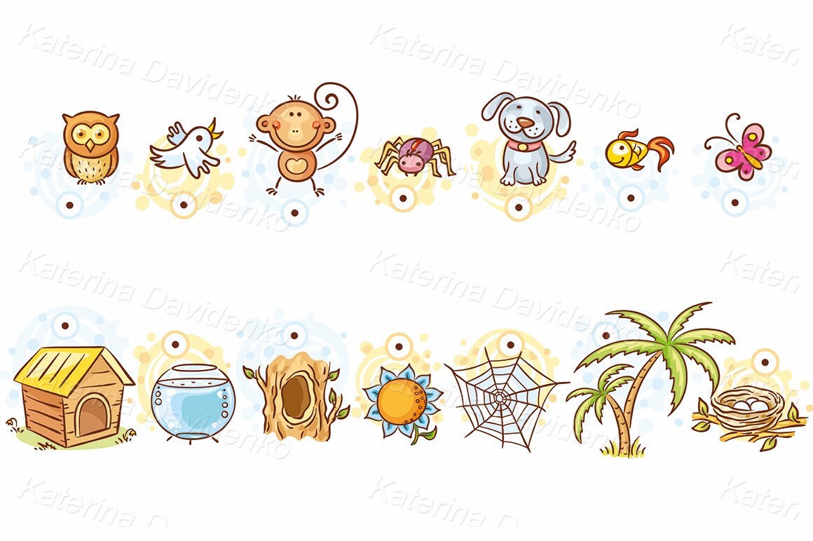 Cartoon Illustration of Animals and Their Homes Matching Game - Etsy Canada