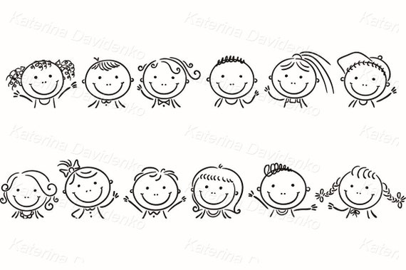 Border Frame With 12 Happy Cartoon Kids Faces Clipart - Etsy Border Frame With 12 Happy Cartoon Kids Faces Clipart - Etsy