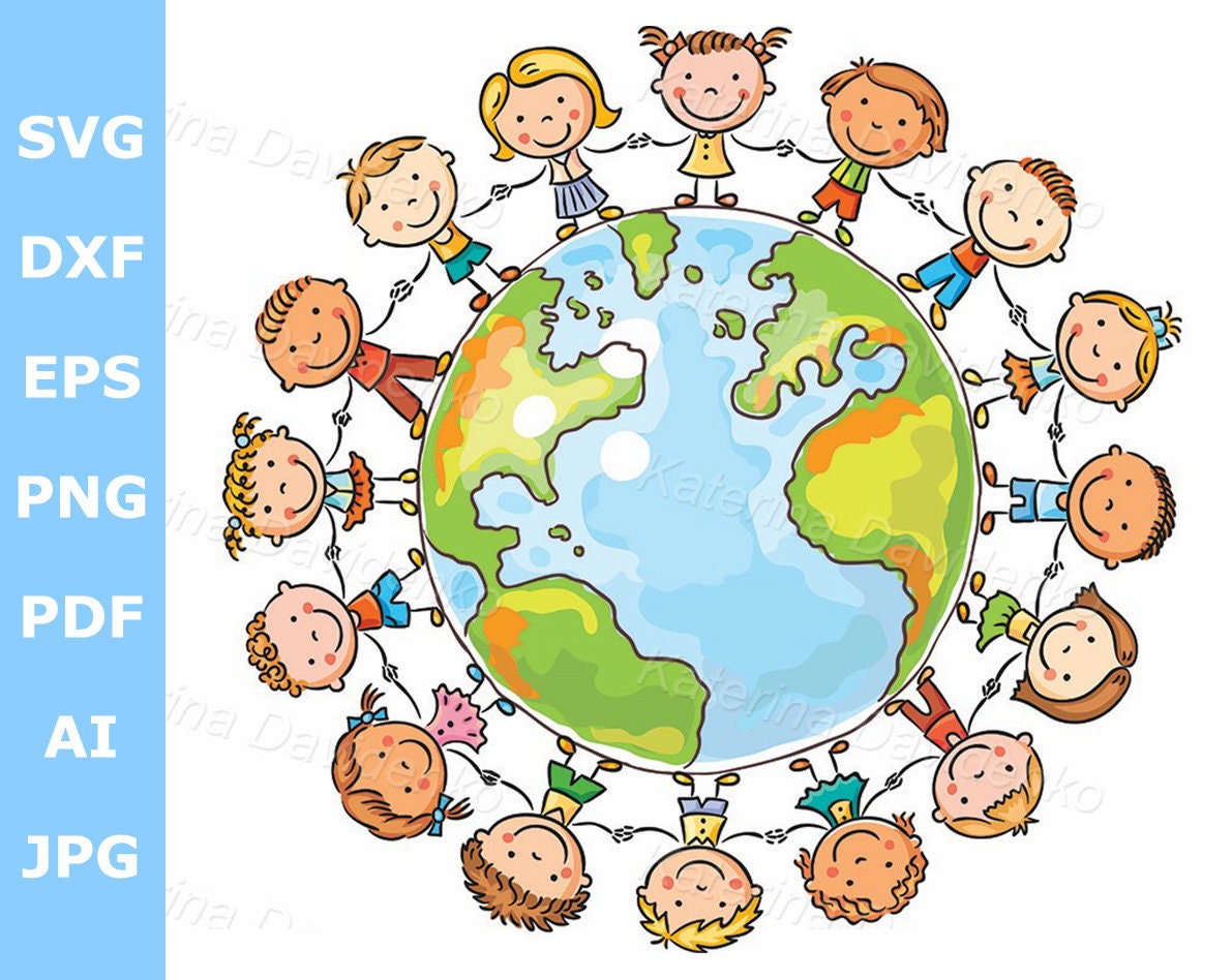 Children Stick Figure Playing Around the Globe, in it is Written English:  Peace No War Save Our Children Stock Illustration - Illustration of energy,  blue: 271349811