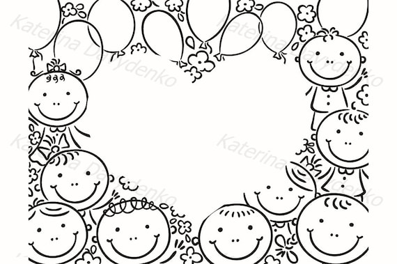 Dibujos animados felices garabatos para niños marcos bordes - Etsy España Dibujos animados felices garabatos para niños marcos bordes - Etsy España