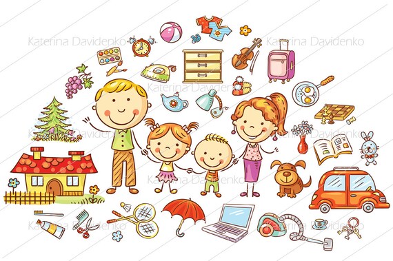 Download Family Life And Household Set Kids Clipart Svg Png Family Illustration