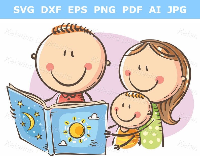 Doodle Family Clipart Cartoon Mother Father and Child - Etsy