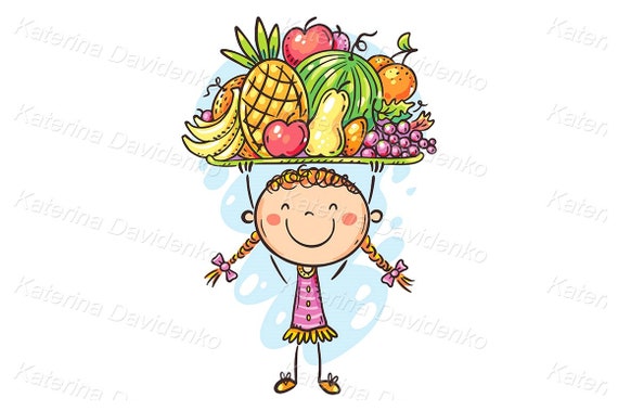 Garabato chica feliz sosteniendo frutas frescas dibujo de - Etsy España Garabato chica feliz sosteniendo frutas frescas dibujo de - Etsy España
