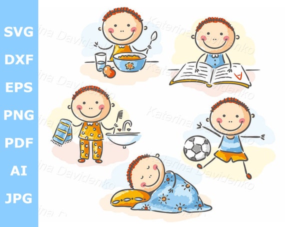 Cartoon Boy Daily Routine Clipart Kid Activities Image Svg - Etsy Cartoon Boy Daily Routine Clipart Kid Activities Image Svg - Etsy