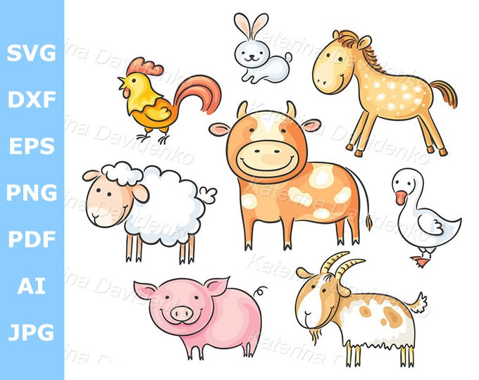INSTANT Download. Stick Figure Farm Animals Svg Cut Files and Clip Art ...