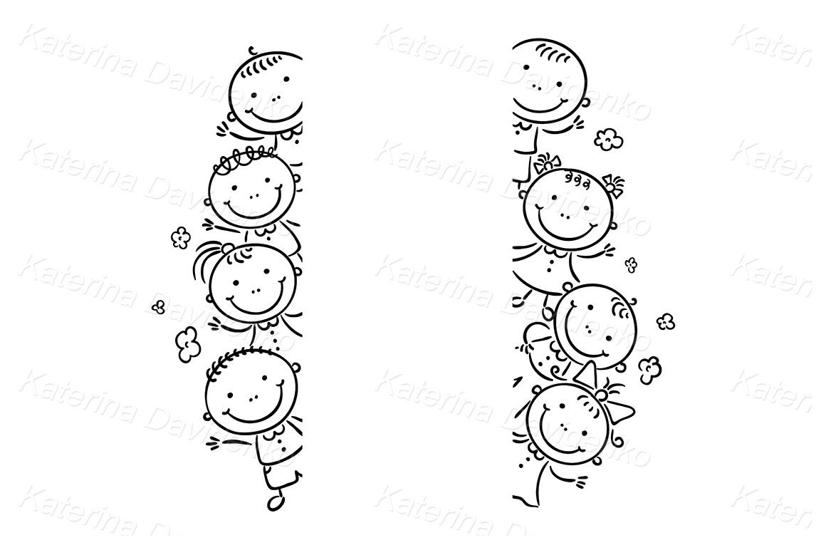 Kids Clipart Svg. Frame or Borders With Happy Kids Peeping Out ...