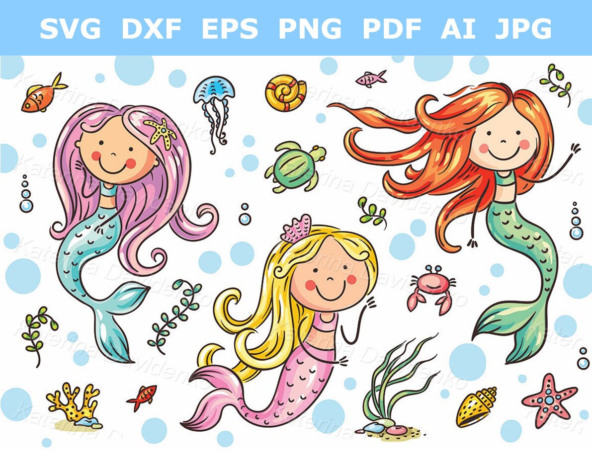 Buy Cartoon Mermaid Pdf Png Svg Clipart for Kids Printable Online in India - Etsy Buy Cartoon Mermaid Pdf Png Svg Clipart for Kids Printable Online in India - Etsy