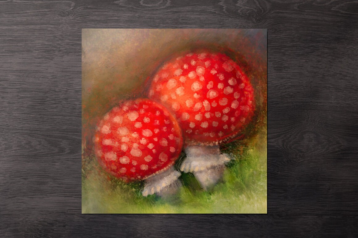 Red mushroom painting or wall decor magic mushrooms gifts | Etsy