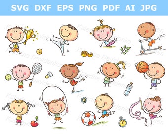 Kids and Sport, sport clipart, kids activities, activities clipart, kids winner, boy sport clipart, girl sport clipart, children clipart set