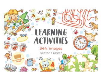 Clipart per attività didattiche: giochi di logica, abbinamenti, labirinti (download digitale)