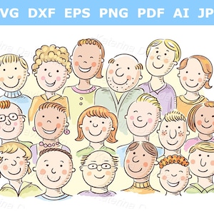 A group of sketchy people - Crowd of people. Cartoon clipart illustration