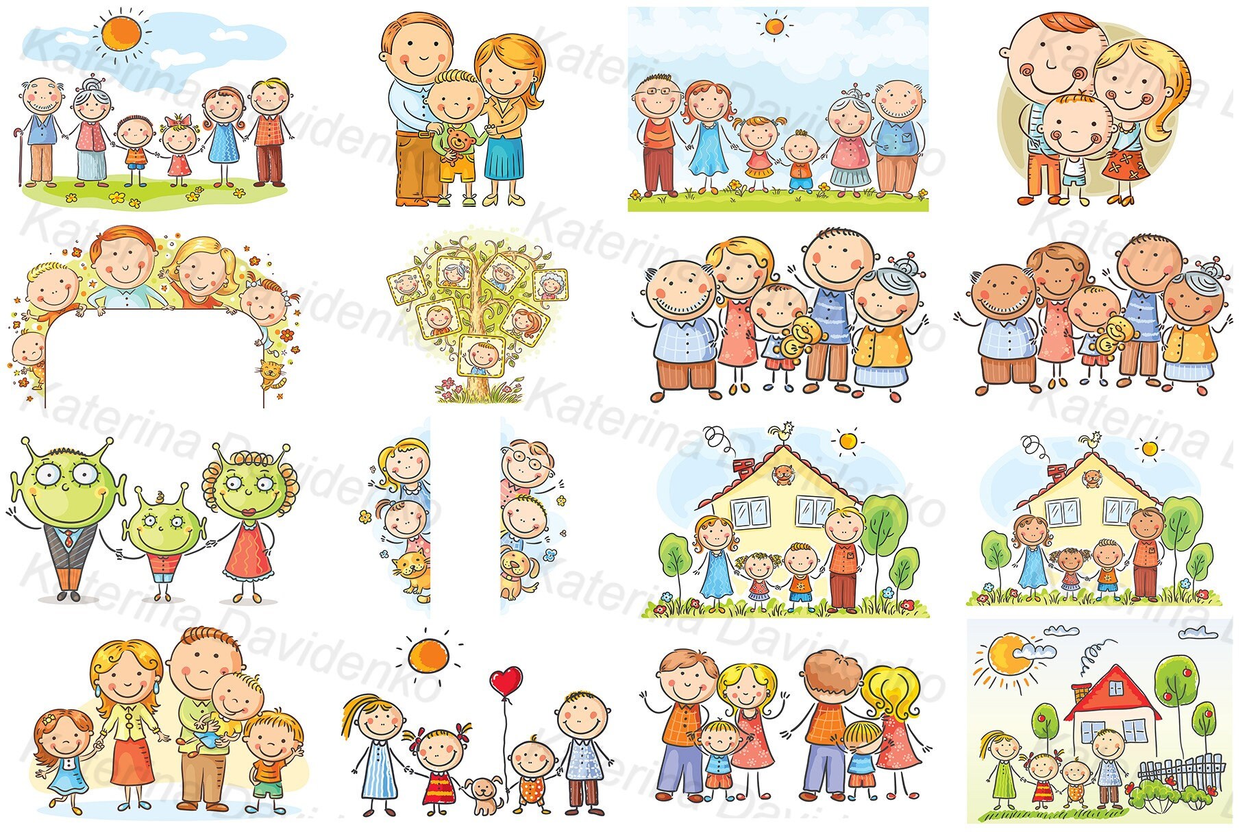 Glückliche Familien Bundle Kinder Clipart Familie Clipart Etsy