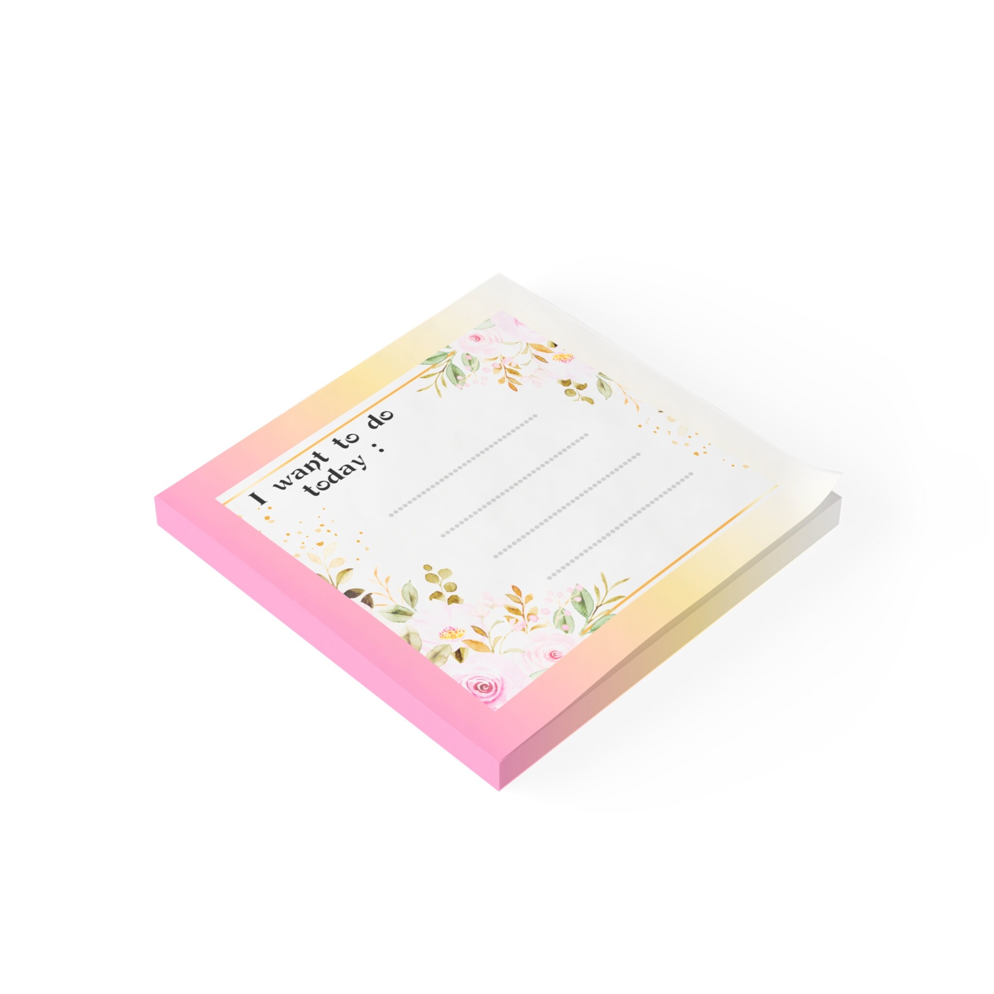 Rose Notepad Pretty Post It Notes Elegant Floral Memo Pad Pink Post It ...