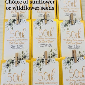 Seed packet favor Anniversary Favor 50th Anniversary favor Golden Wedding anniversary favor Personalized Celebration favor Seed favor