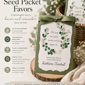 Memorial Seed Packet Favor Personalized Celebration of Life favor funeral favor in loving memory favor celebration of life gift seed favor